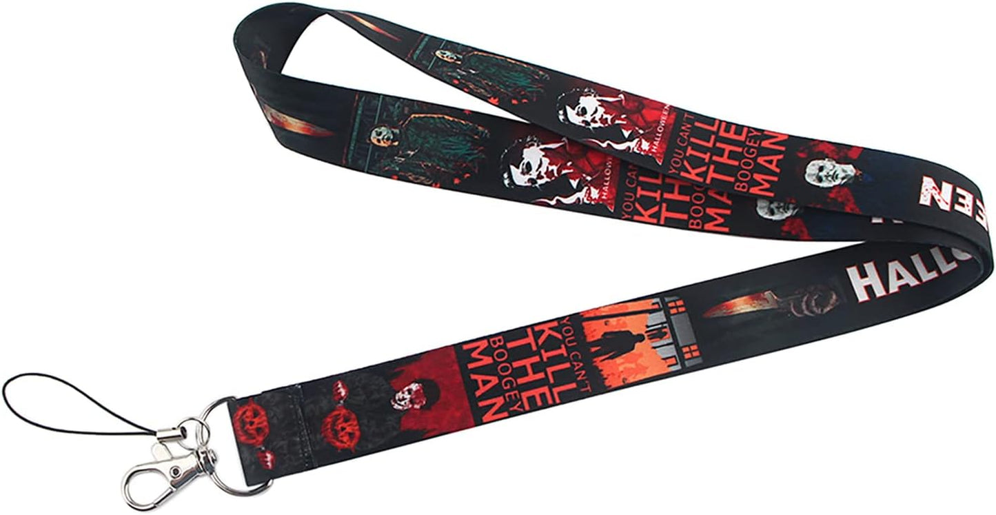 Horror Halloween Lanyard Keychain, Horror ID Badges Key Lanyard for ID Card Holder, Cell Phone Case