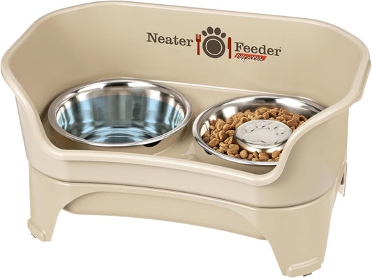  Mess-Proof Dog Bowls (M/L, Almond) Made in USA 