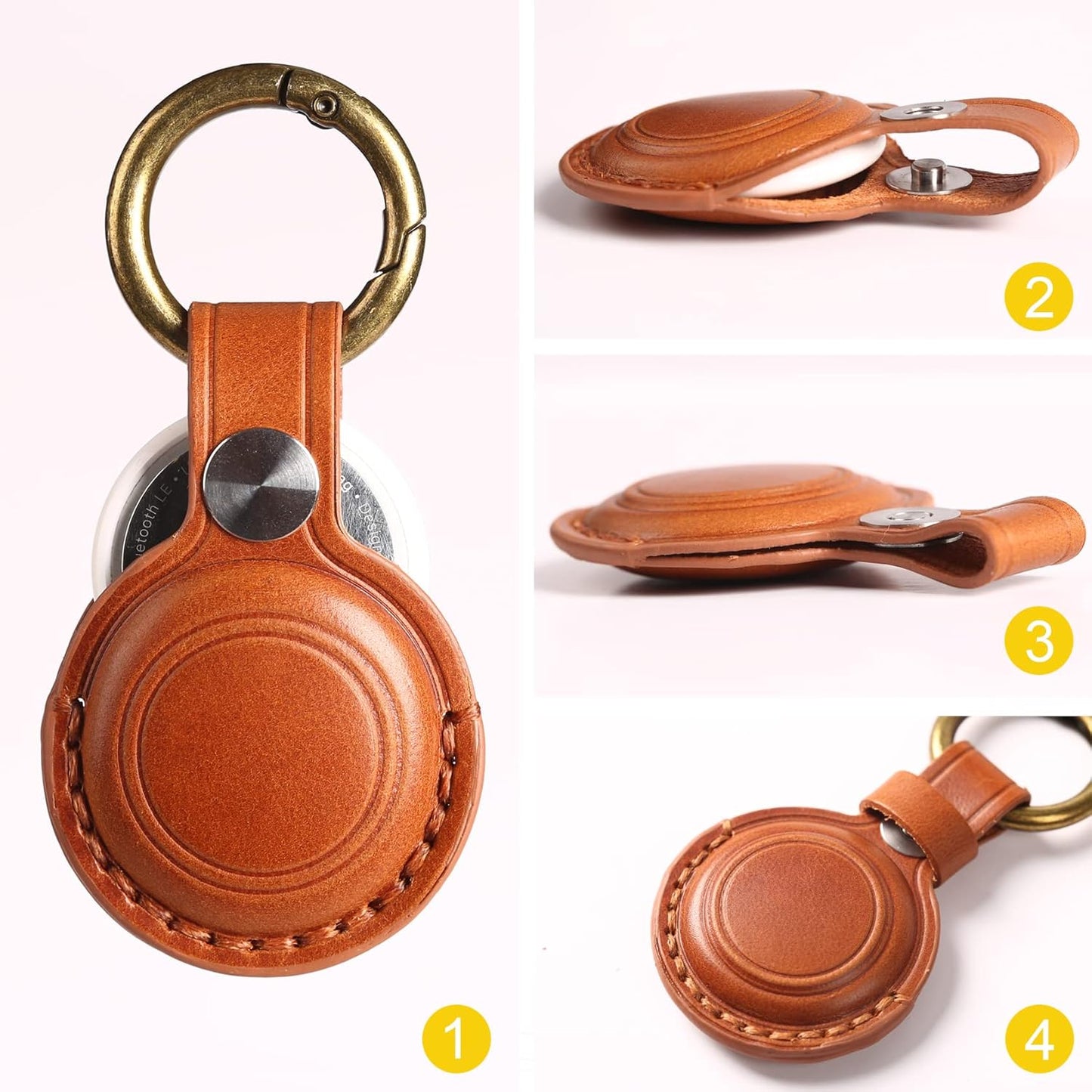 Genuine Leather Airtag Holder keychain