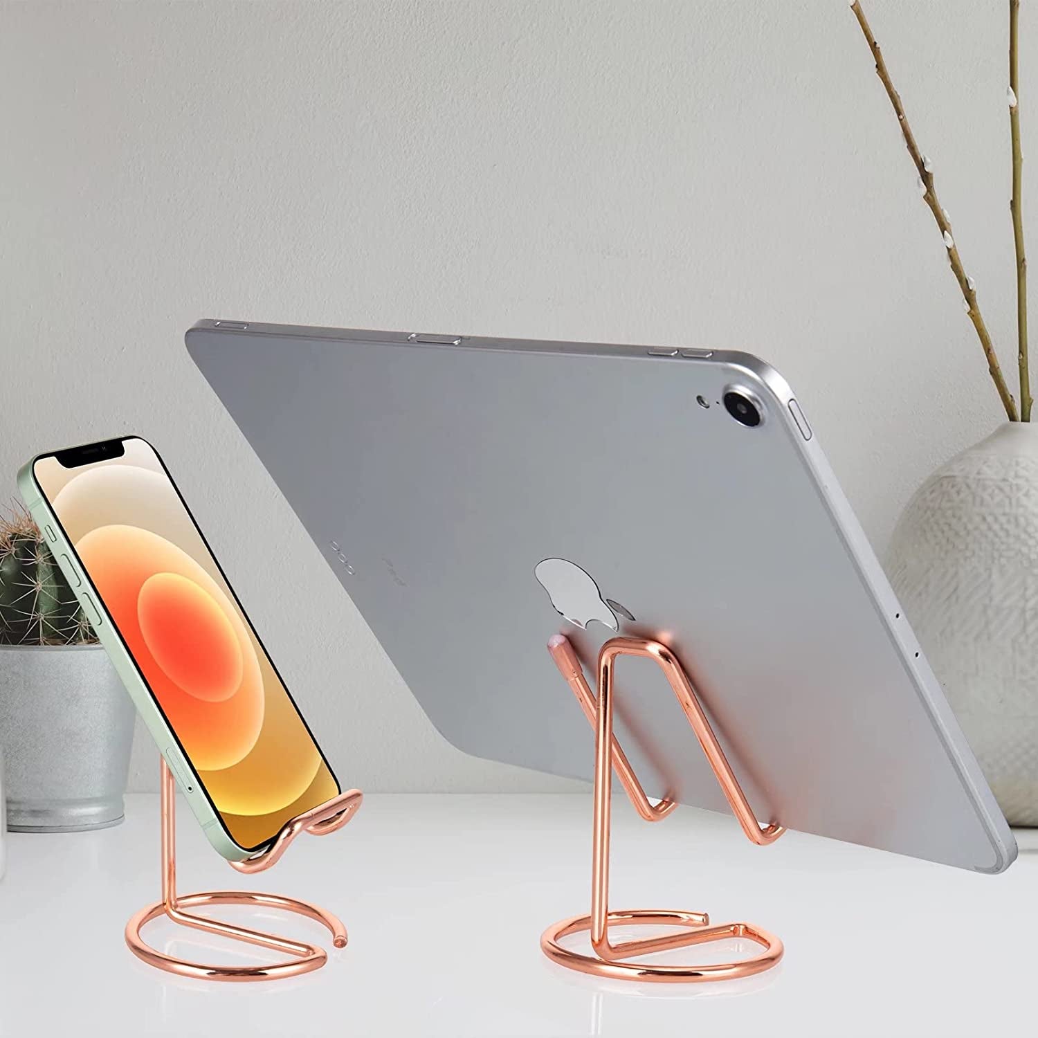 Cell Phone Stand Holder Desk Accessories, Cute Metal Rose Gold, Compatible with All Mobile Phones, Iphone, Switch, Ipad