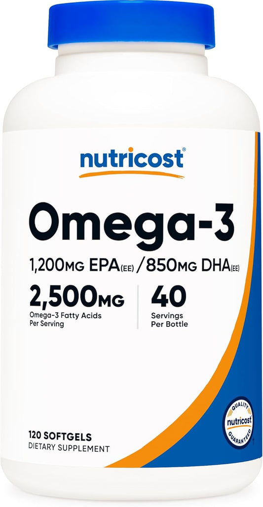 Omega 3 Fish Oil - 2500MG, 120 Softgels  - Fish Oil, Wild Caught! 1200Mg EPA 850Mg DHA - Non-Gmo, Gluten Free