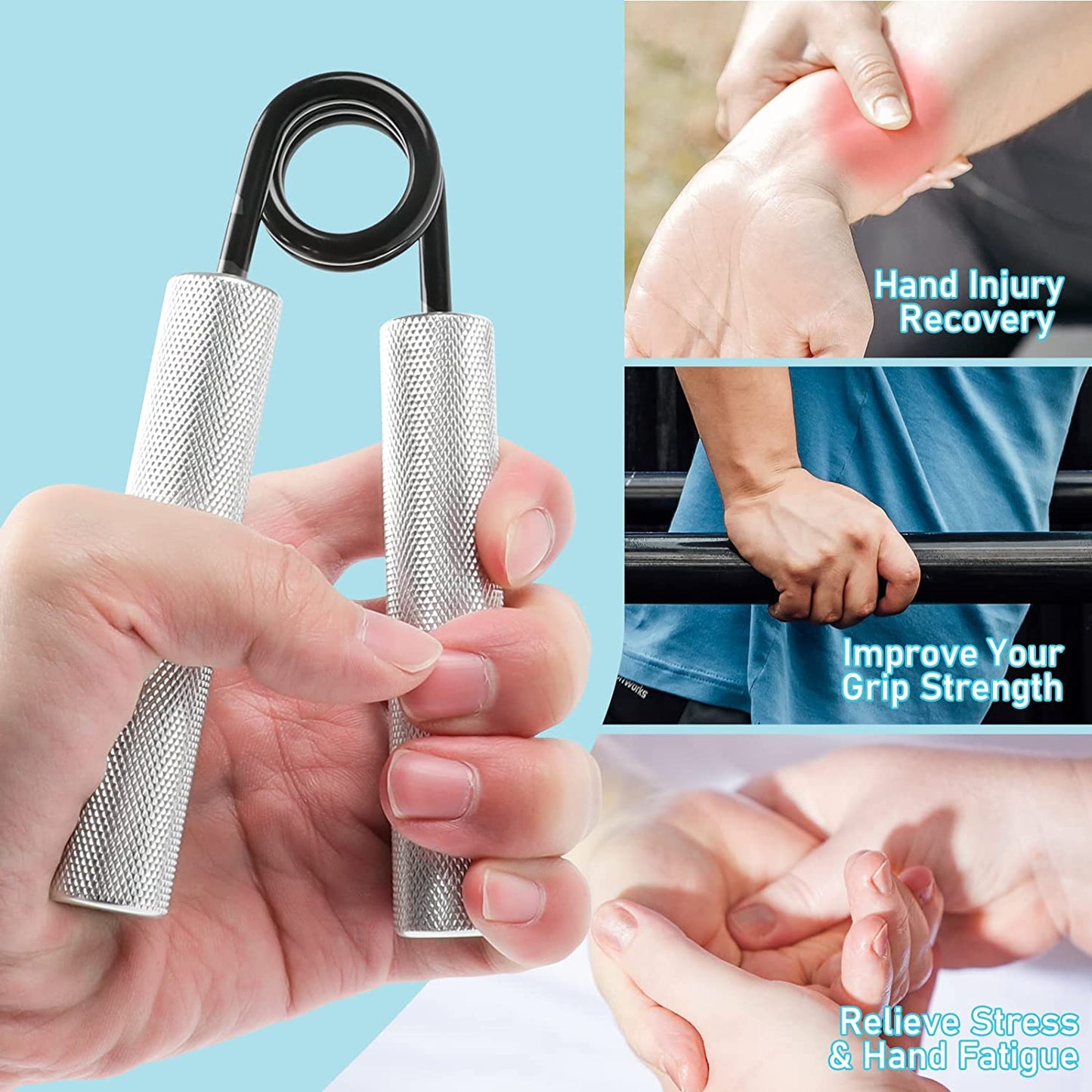 Grip Strength Trainer 50-200LB Set Hand Grip Strengthener 4 Pack Strength Forearm Training Equipment for Hand Exercisers Metal Non-Slip Wrist Workout Trainer for Men Women Training Recovery