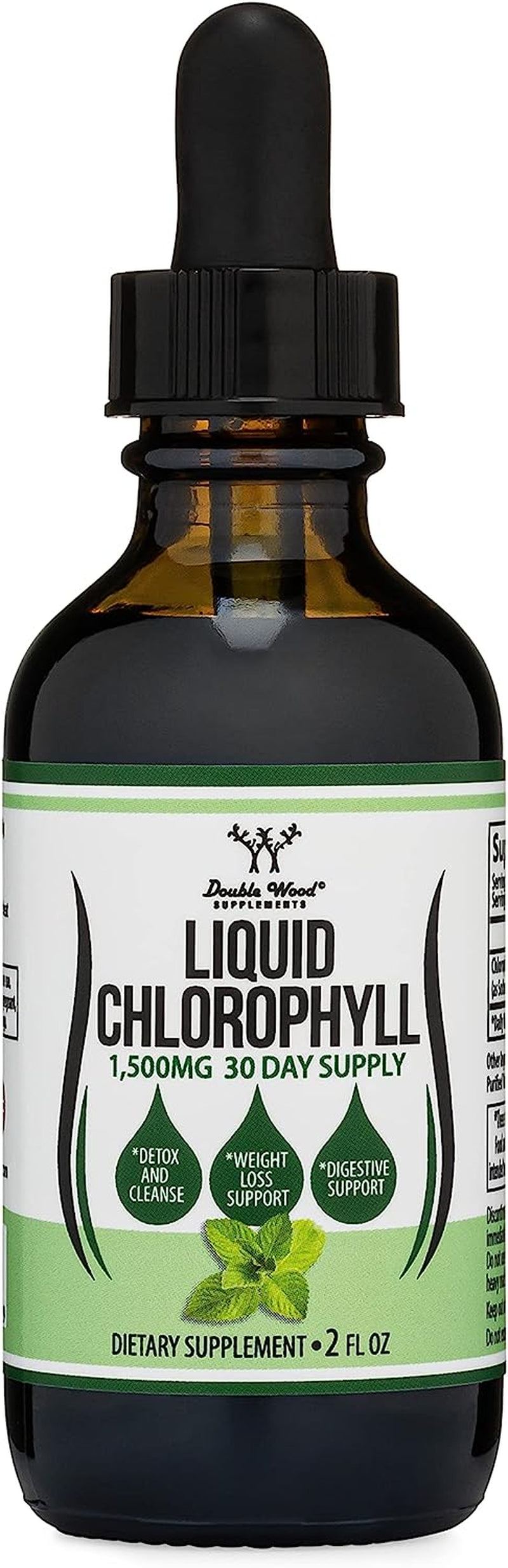 Chlorophyll Liquid Drops - Peppermint Flavored, Vegan Safe (Rich, Full Texture and Taste, Not Watered Down) for Skin Health, and Immune Function (Líquidas De Clorofila) by Double Wood