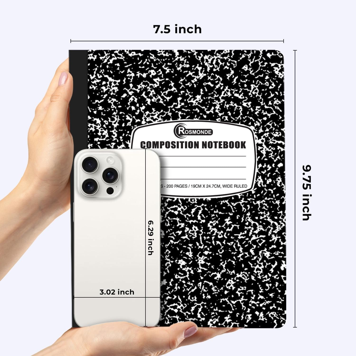 Composition Notebook Wide Ruled 5 Pack, 200 Pages (00 Sheets), 9-3/4 X 7-/2, Back to School Supplies