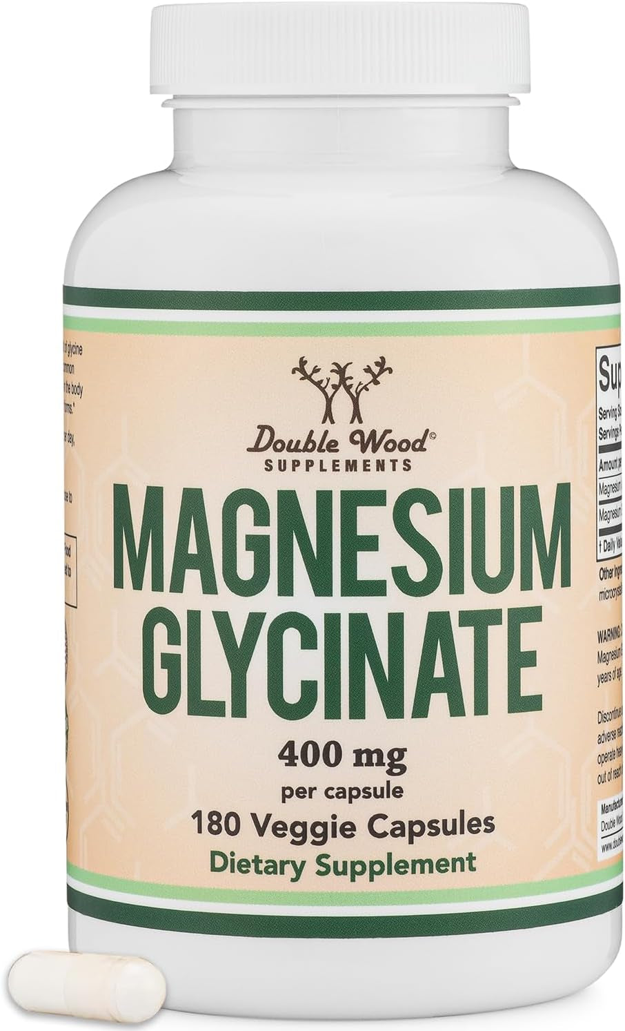 Magnesium Glycinate 400Mg, 180 Capsules (Vegan Safe, Third Party Tested, Gluten Free, Non-Gmo) High Absorption Magnesium by