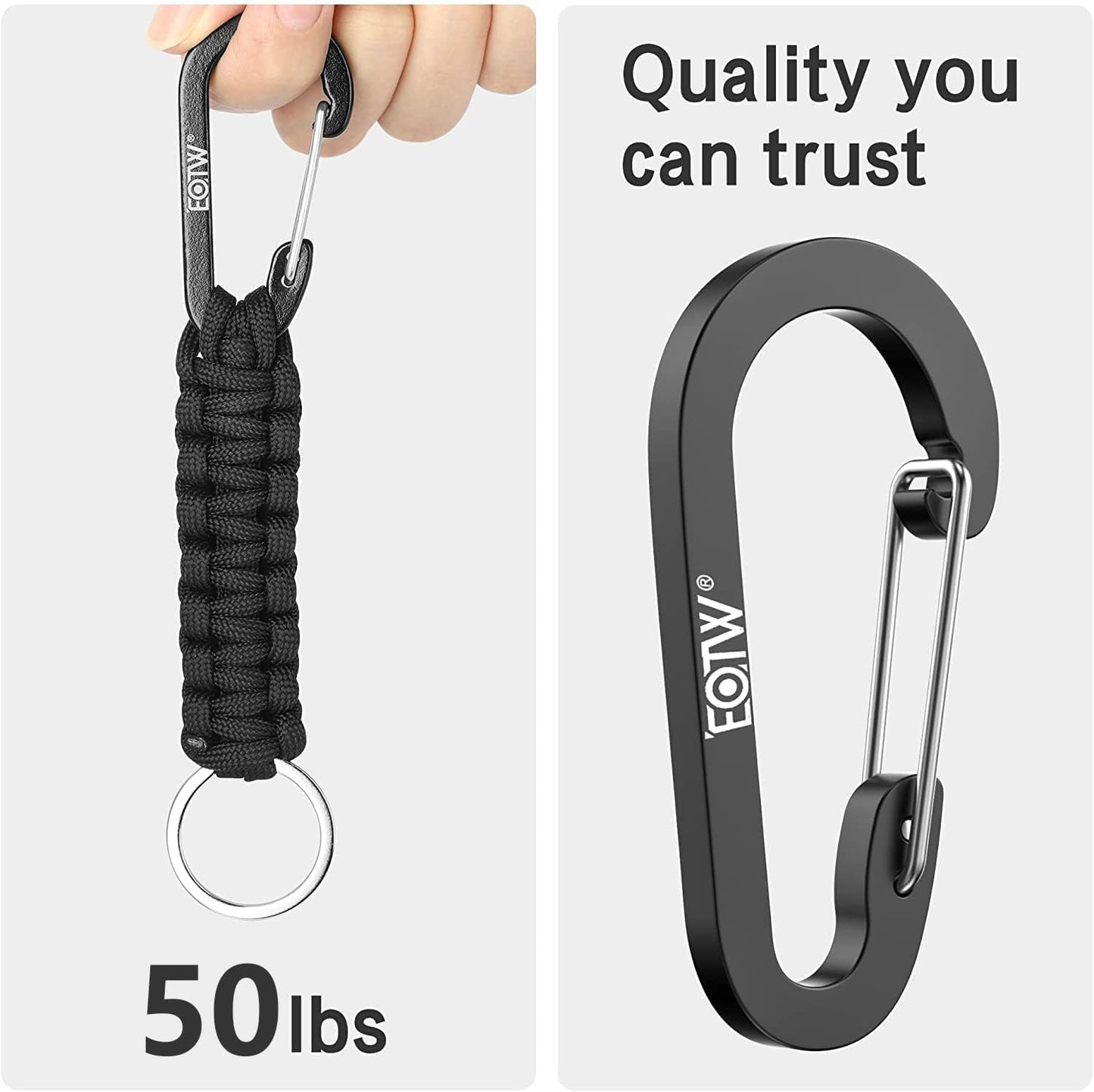 Carabiner Keychain,Small Carabiner Clip with Paracord Keychain Aluminum Clip D Ring for Camping, Hiking, Fishing, or as a Key Organizer